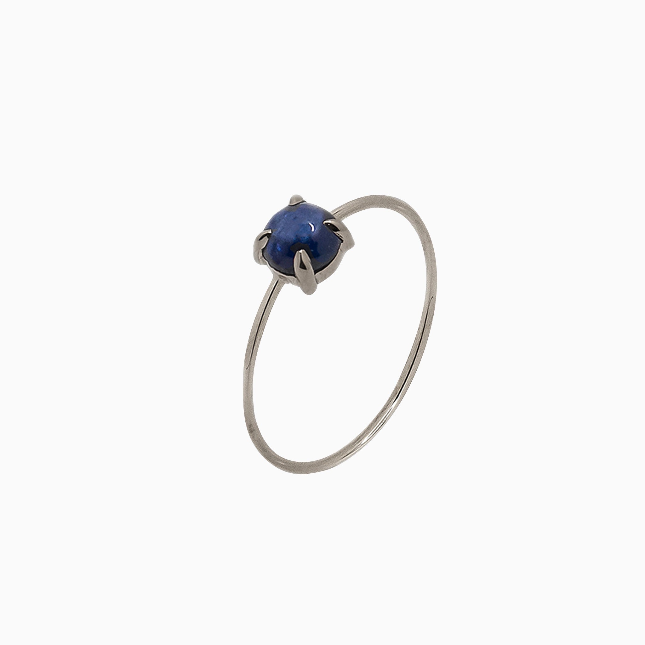 14k Gold Absolutely Effortless 4mm Blue Sapphire Microstackable Ring - Starflower Design