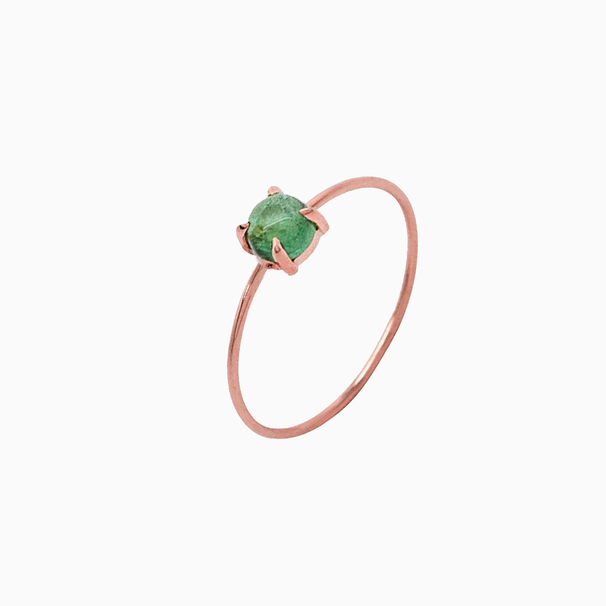 14k Gold Absolutely Effortless 4mm Earthy Green Tourmaline Microstackable Ring - Starflower Design