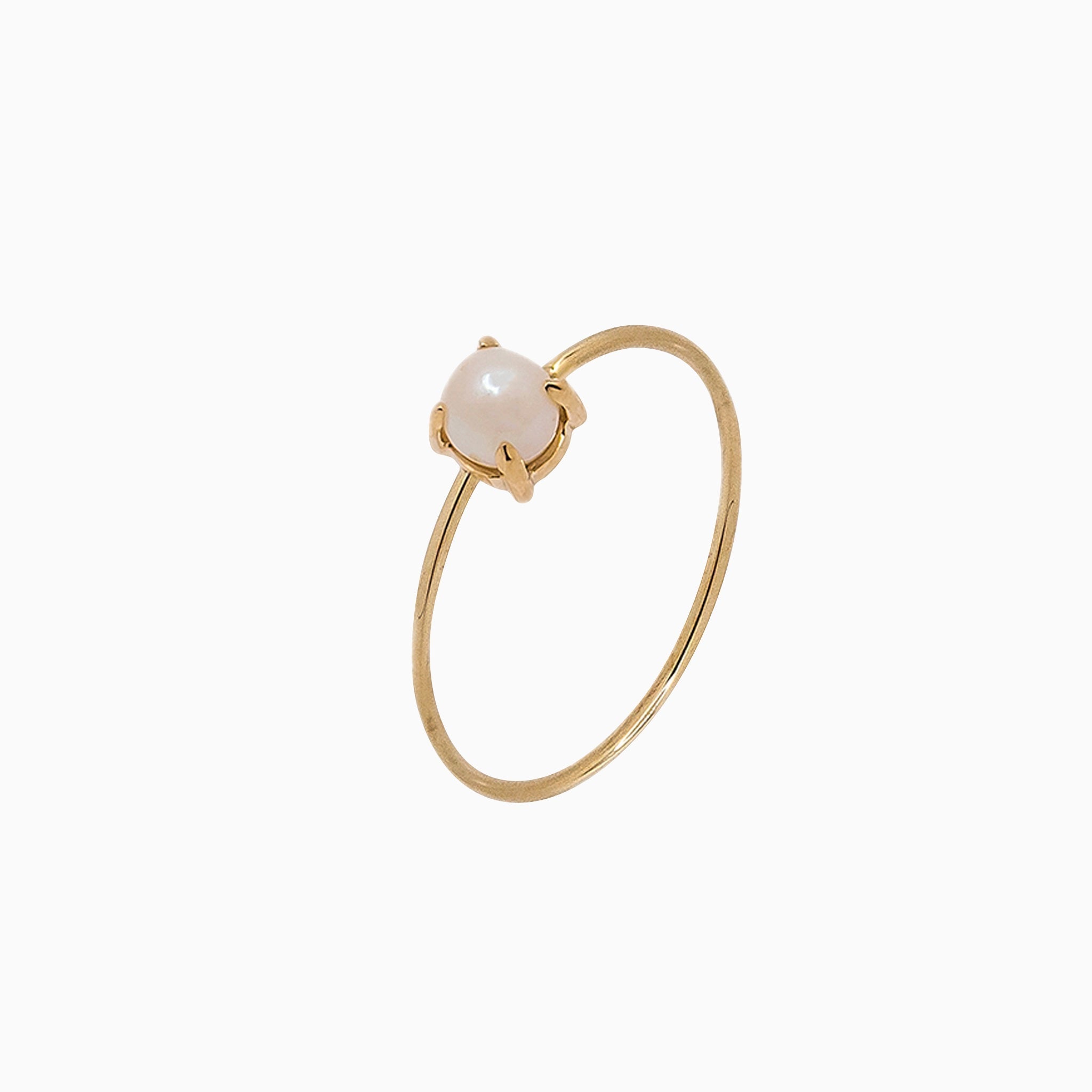 14k Gold Absolutely Effortless 4mm Freshwater Pearl Microstackable Ring - Starflower Design