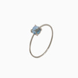 14k Gold Absolutely Effortless 4mm Icy Blue Aquamarine Microstackable Ring - Starflower Design