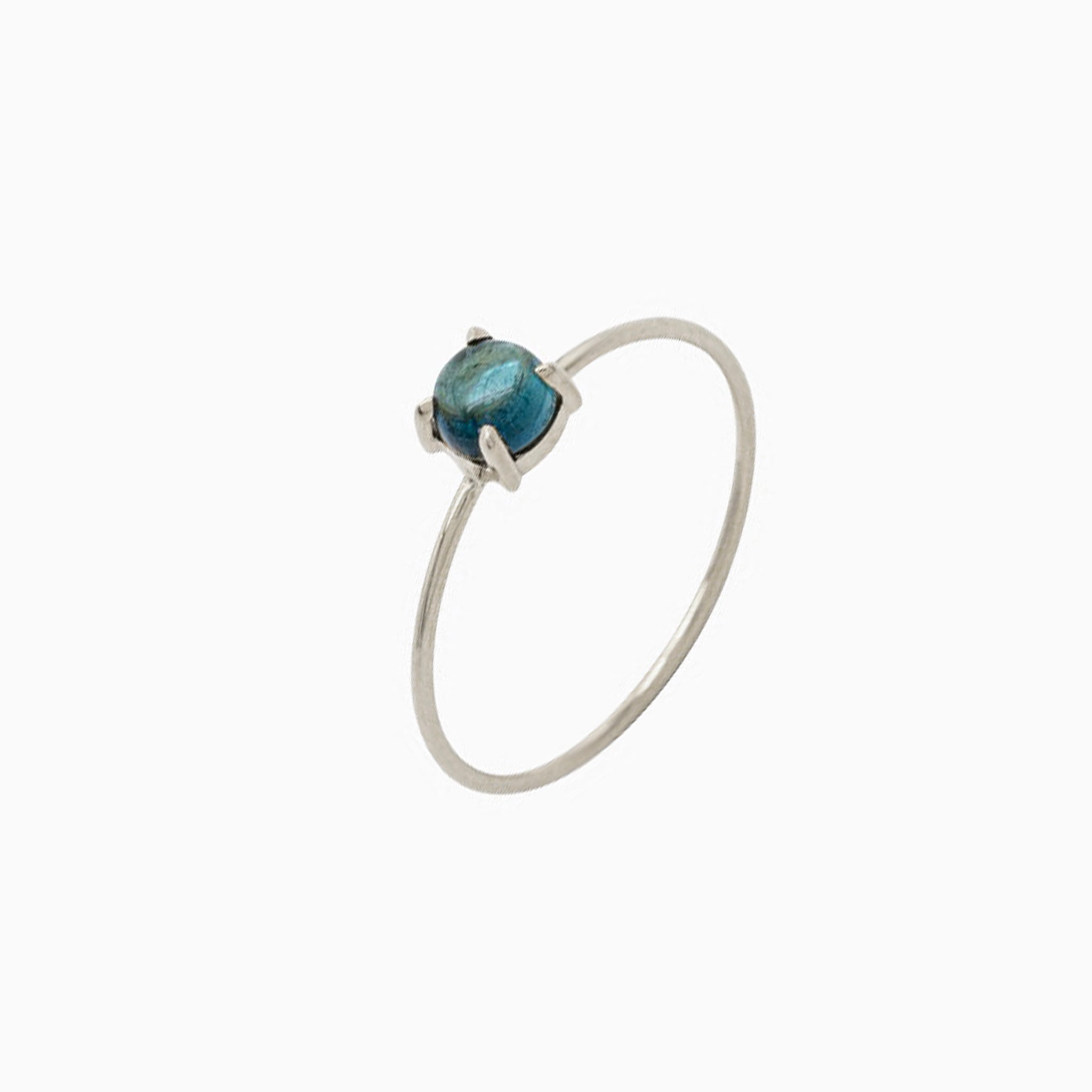 14k Gold Absolutely Effortless 4mm Indicolite Tourmaline Microstackable Ring - Starflower Design