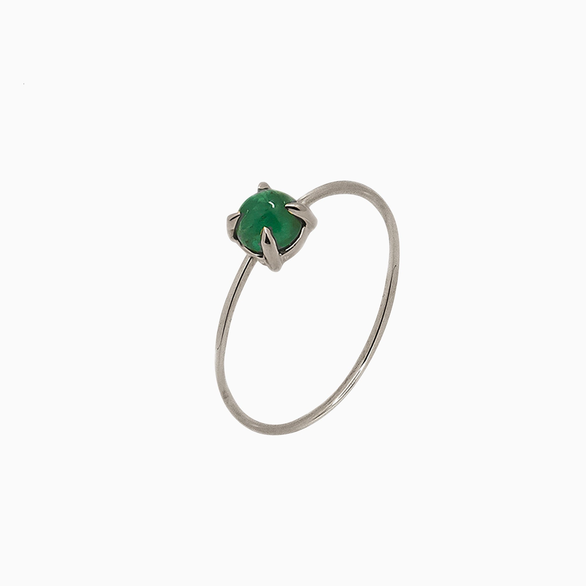 14k Gold Absolutely Effortless 4mm Lucky Green Emerald Microstackable Ring - Starflower Design