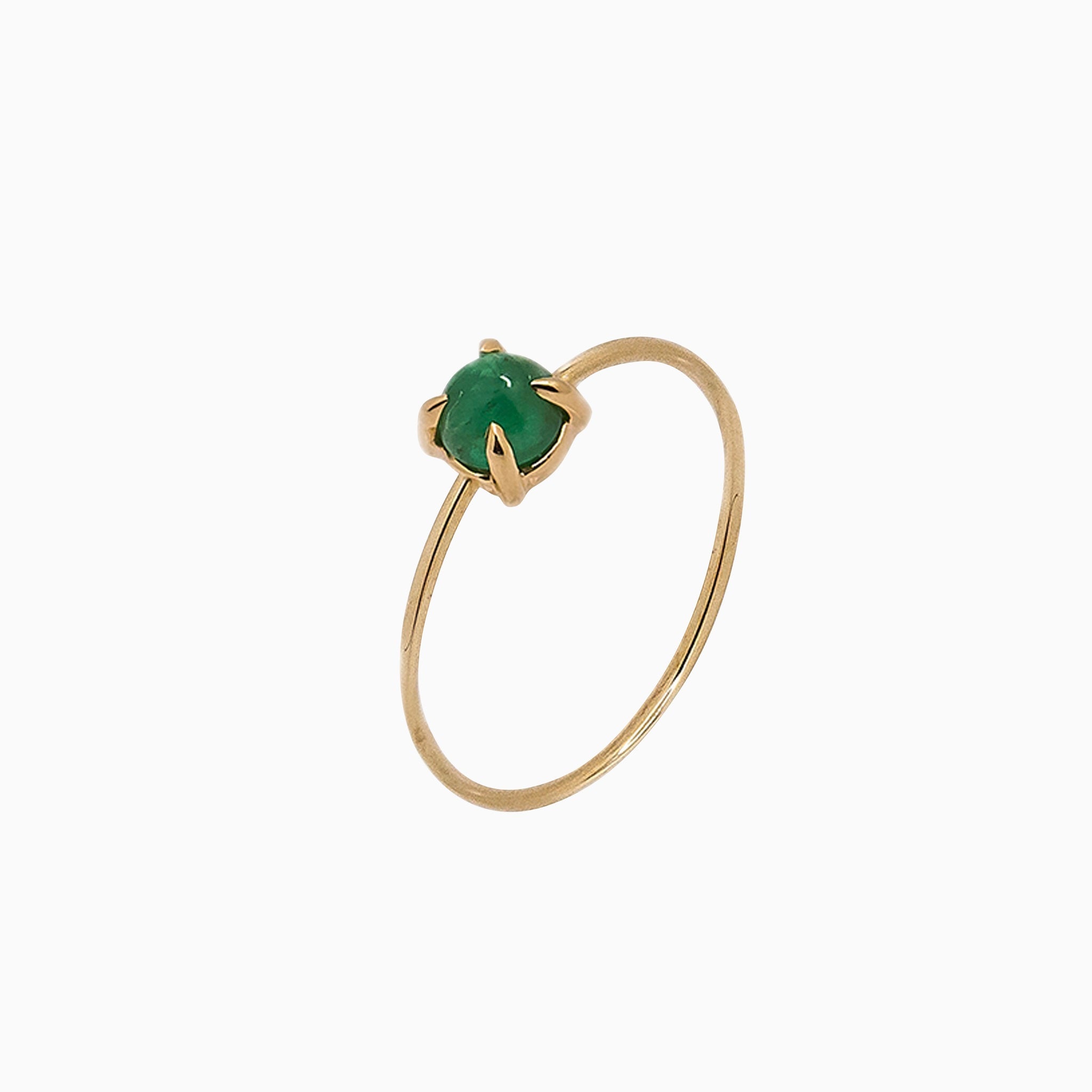 14k Gold Absolutely Effortless 4mm Lucky Green Emerald Microstackable Ring - Starflower Design