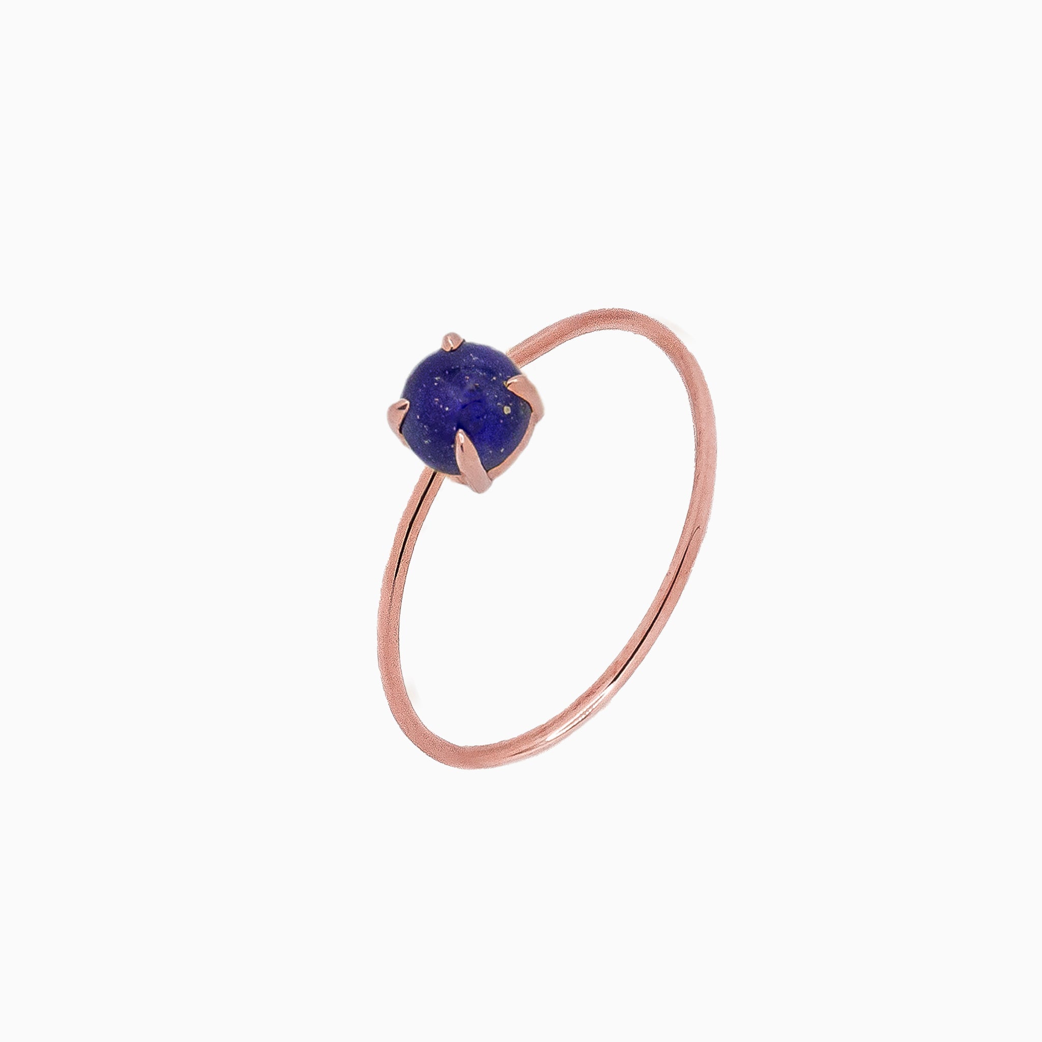 14k Gold Absolutely Effortless 4mm Luxurious Blue Lapis Microstackable Ring - Starflower Design