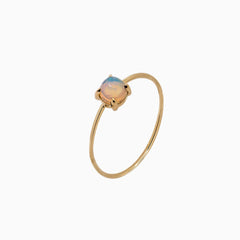 14k Gold Absolutely Effortless 4mm Mysterious Opal Microstackable Ring - Starflower Design