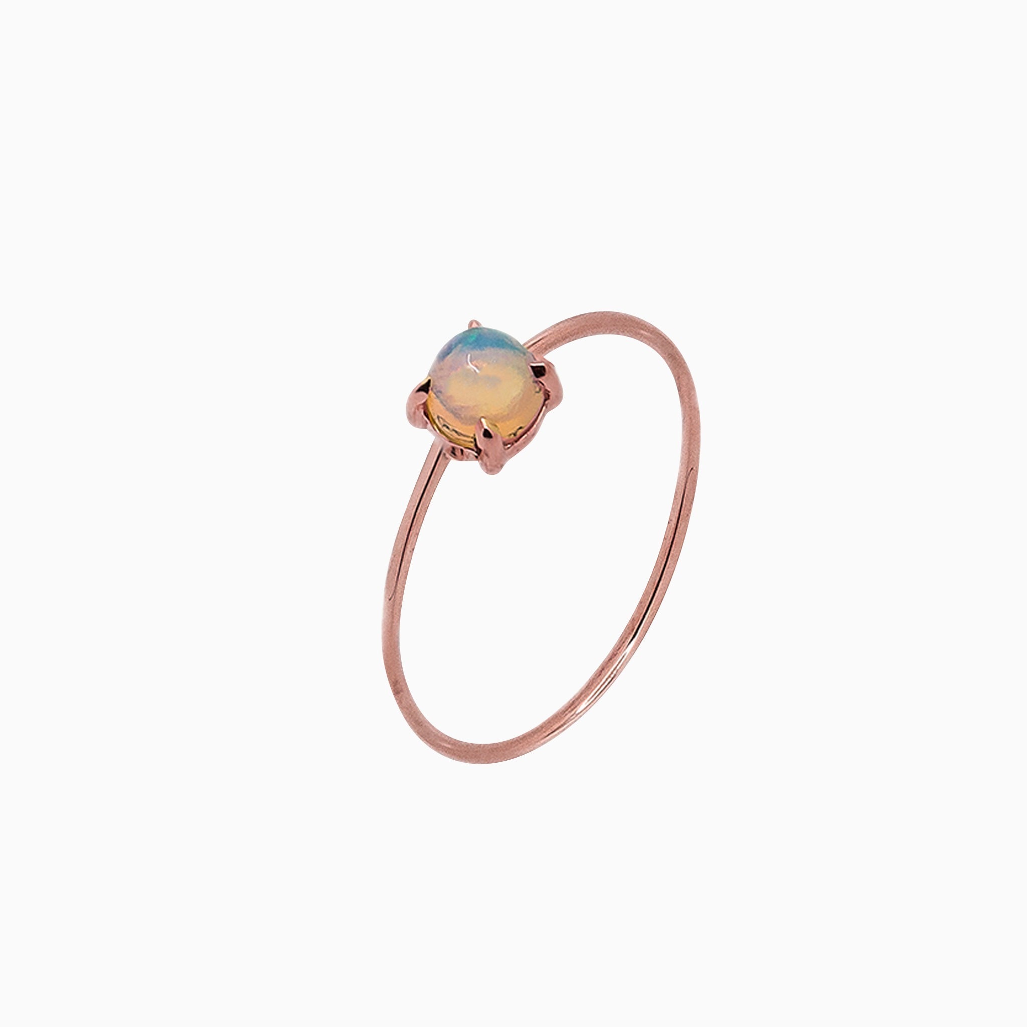 14k Gold Absolutely Effortless 4mm Mysterious Opal Microstackable Ring - Starflower Design