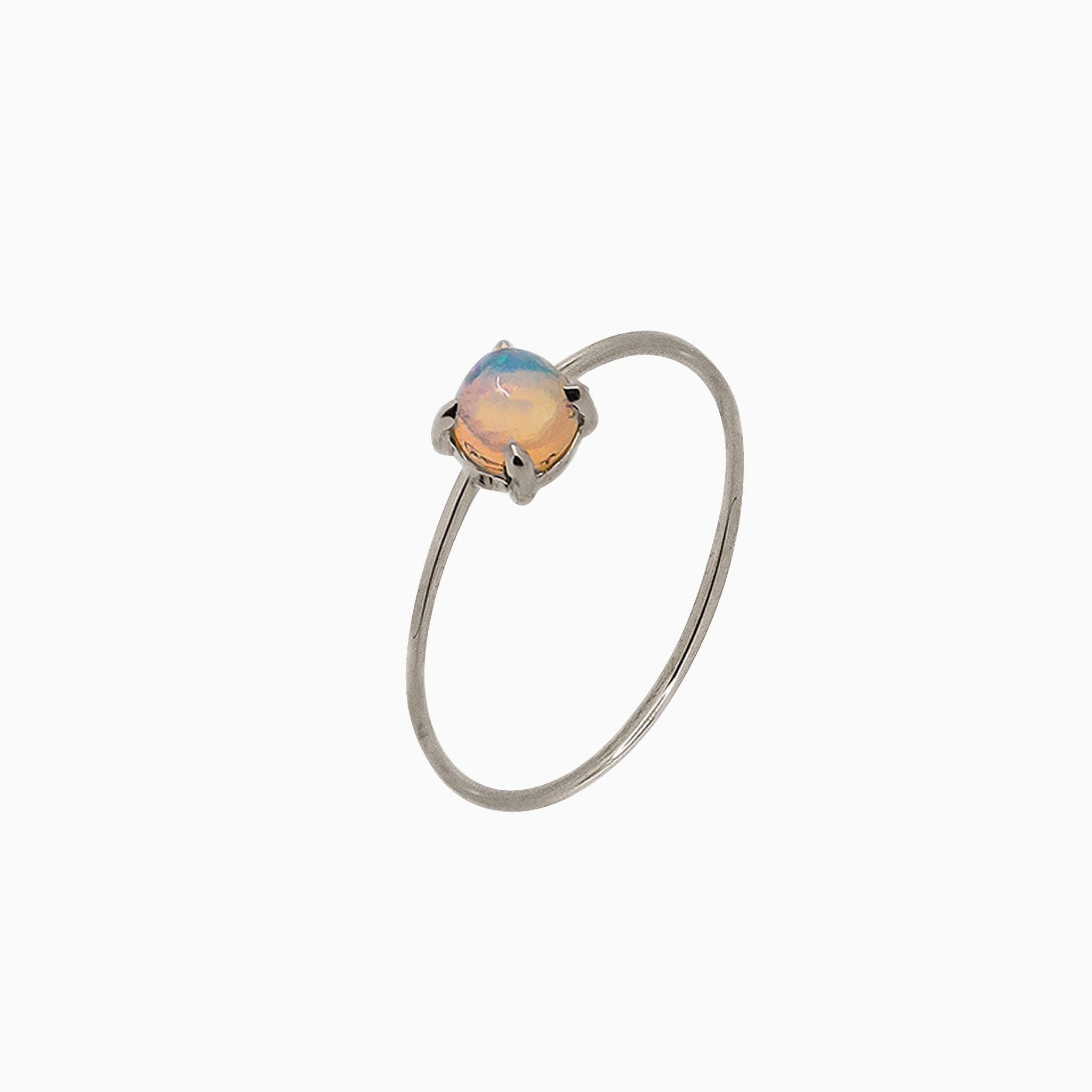 14k Gold Absolutely Effortless 4mm Mysterious Opal Microstackable Ring - Starflower Design