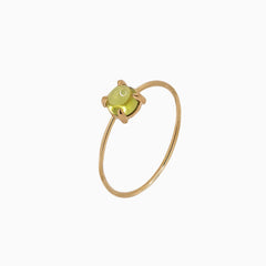 14k Gold Absolutely Effortless 4mm Plucky Peridot Microstackable Ring - Starflower Design