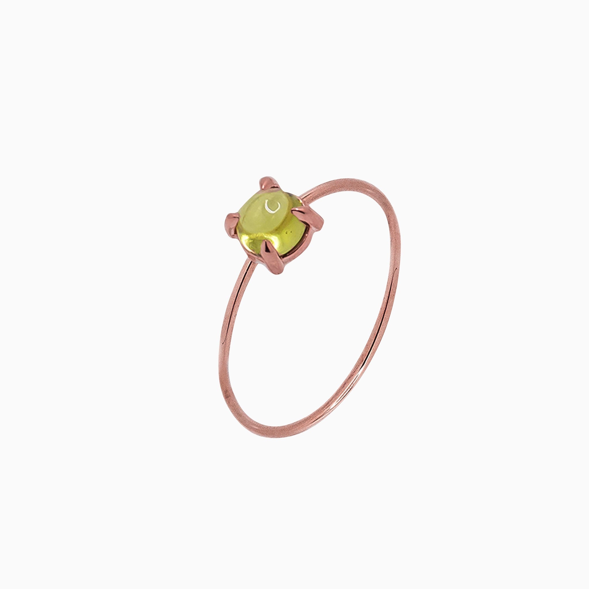 14k Gold Absolutely Effortless 4mm Plucky Peridot Microstackable Ring - Starflower Design