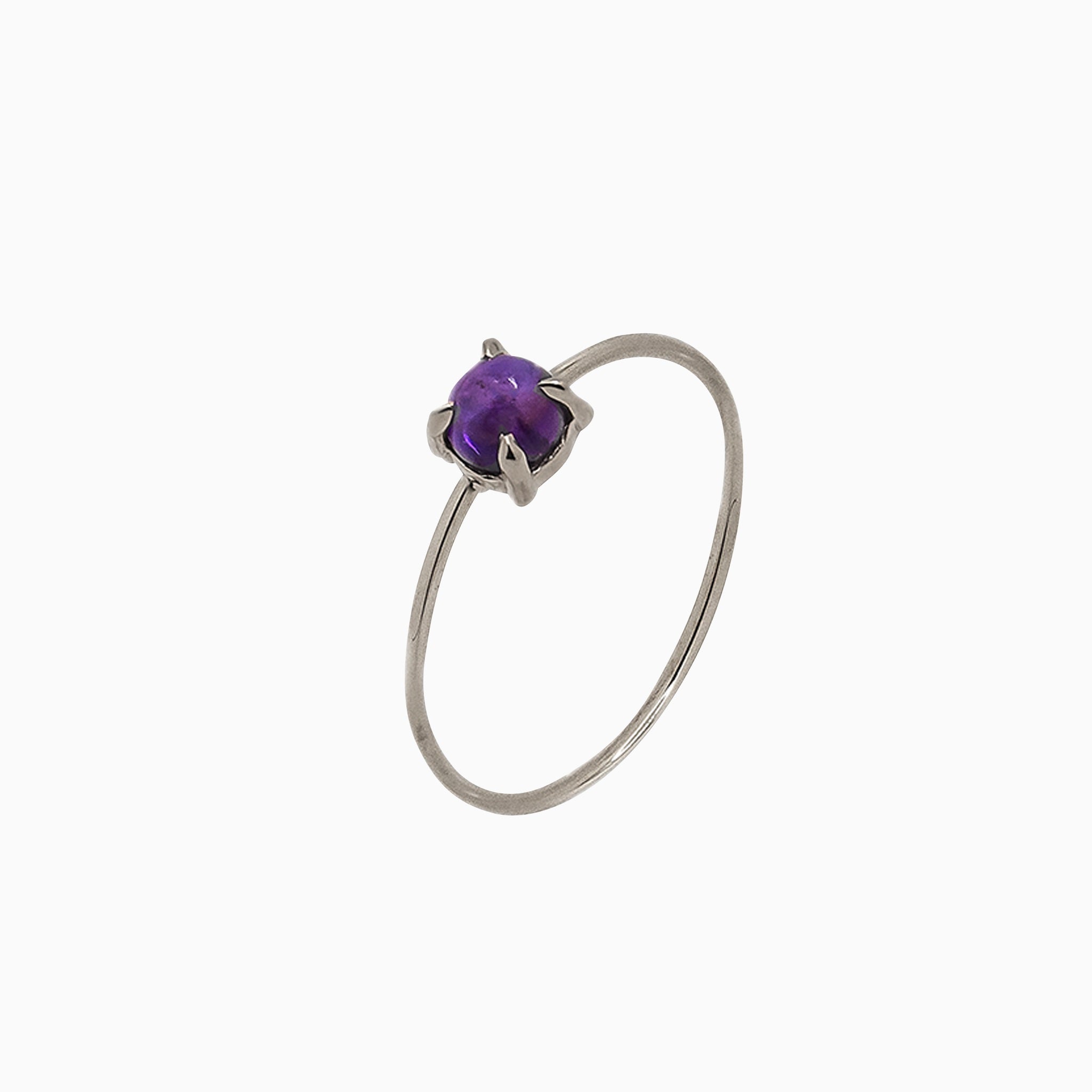14k Gold Absolutely Effortless 4mm Purple Amethyst Microstackable Ring - Starflower Design