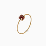 14k Gold Absolutely Effortless 4mm Red Garnet Microstackable Ring - Starflower Design