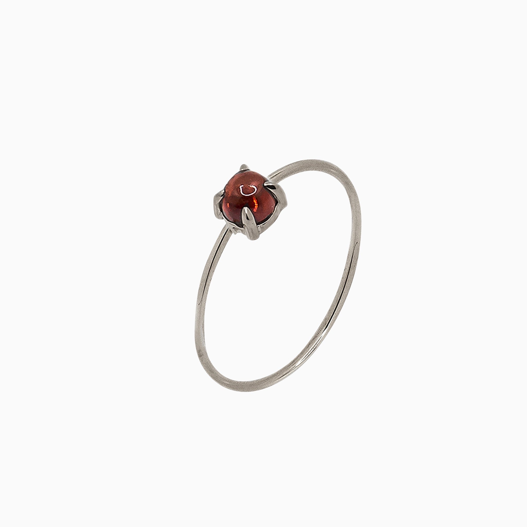 14k Gold Absolutely Effortless 4mm Red Garnet Microstackable Ring - Starflower Design