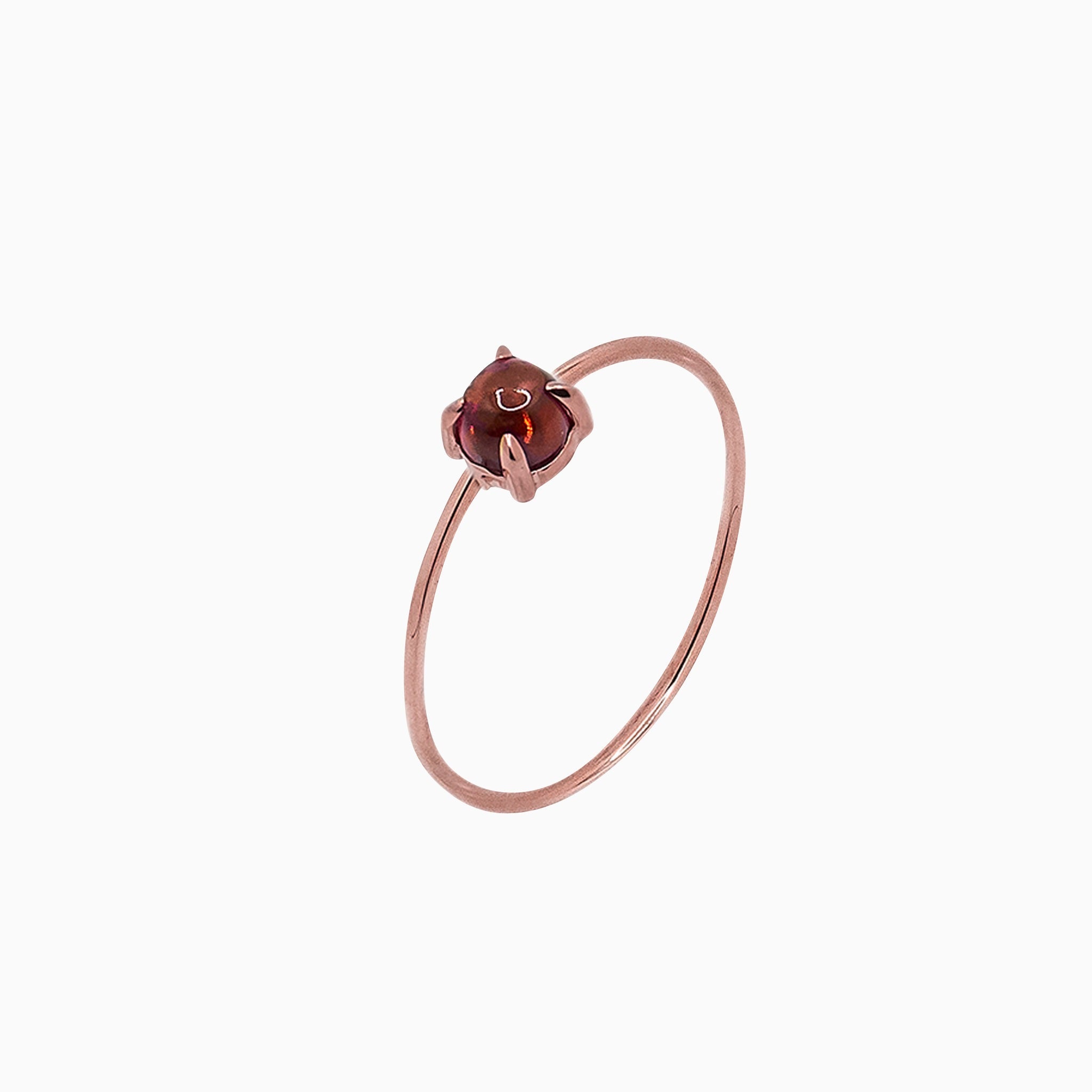 14k Gold Absolutely Effortless 4mm Red Garnet Microstackable Ring - Starflower Design