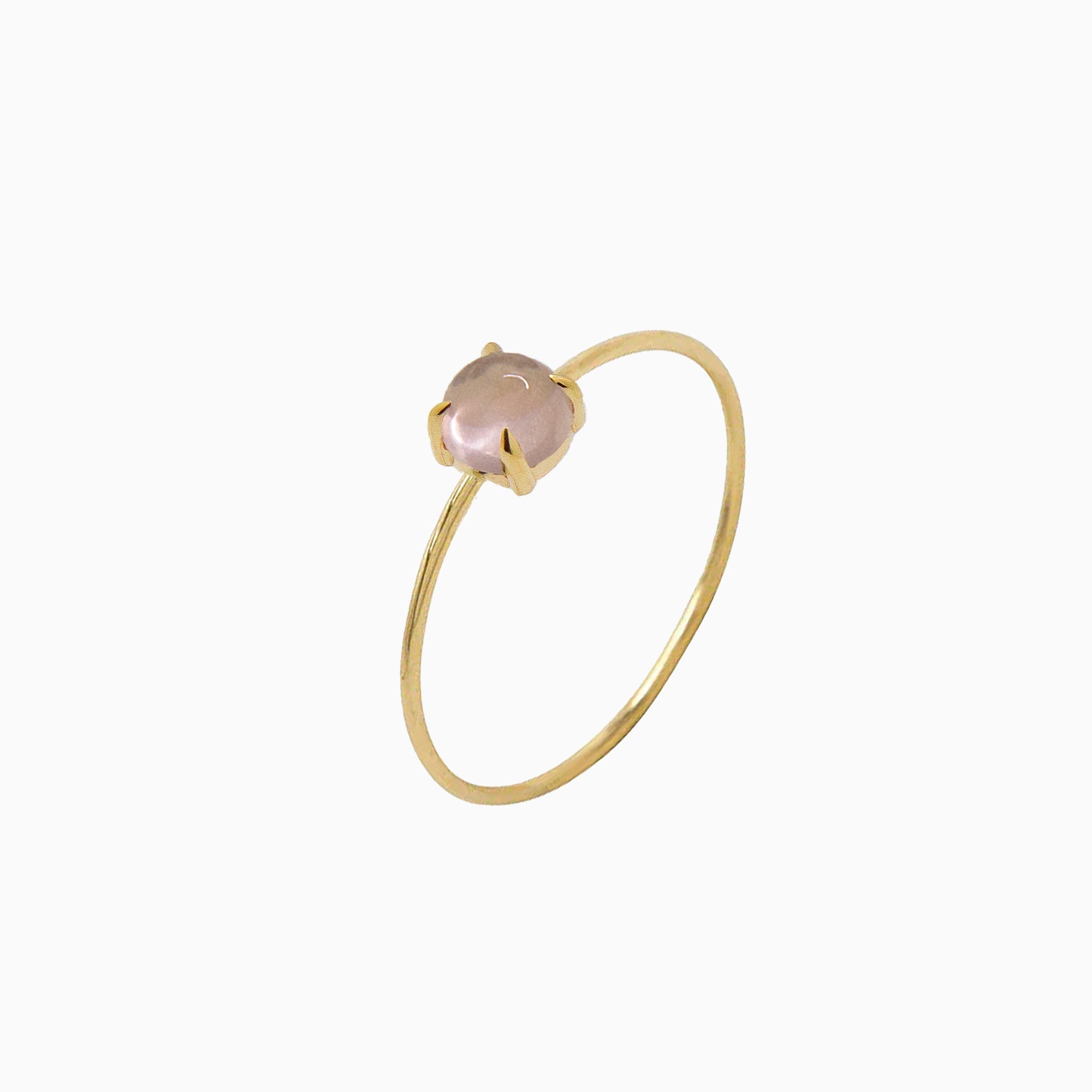14k Gold Absolutely Effortless 4mm Rose Quartz Microstackable Ring - Starflower Design