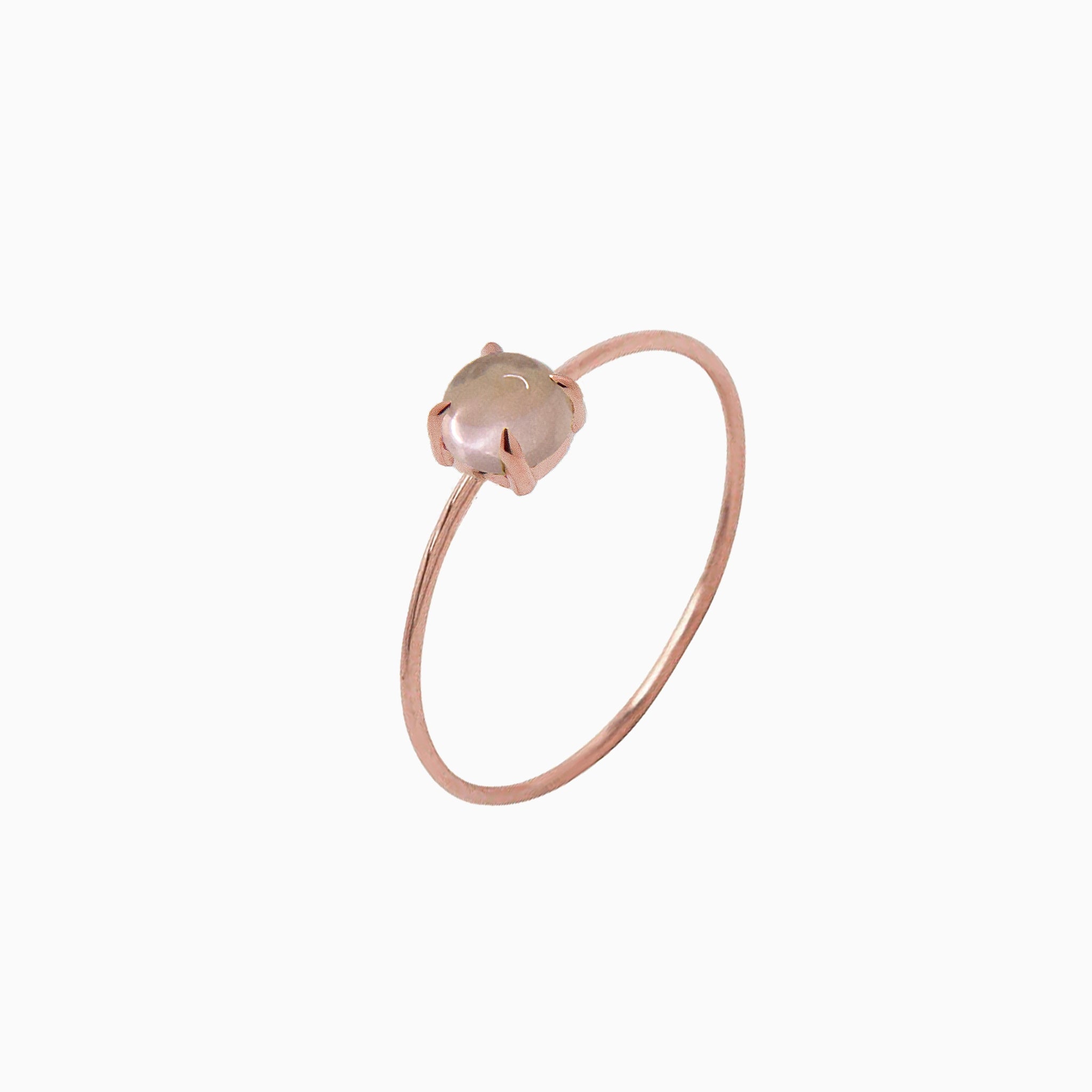 14k Gold Absolutely Effortless 4mm Rose Quartz Microstackable Ring - Starflower Design
