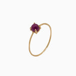 14k Gold Absolutely Effortless 4mm Ruby Microstackable Ring - Starflower Design