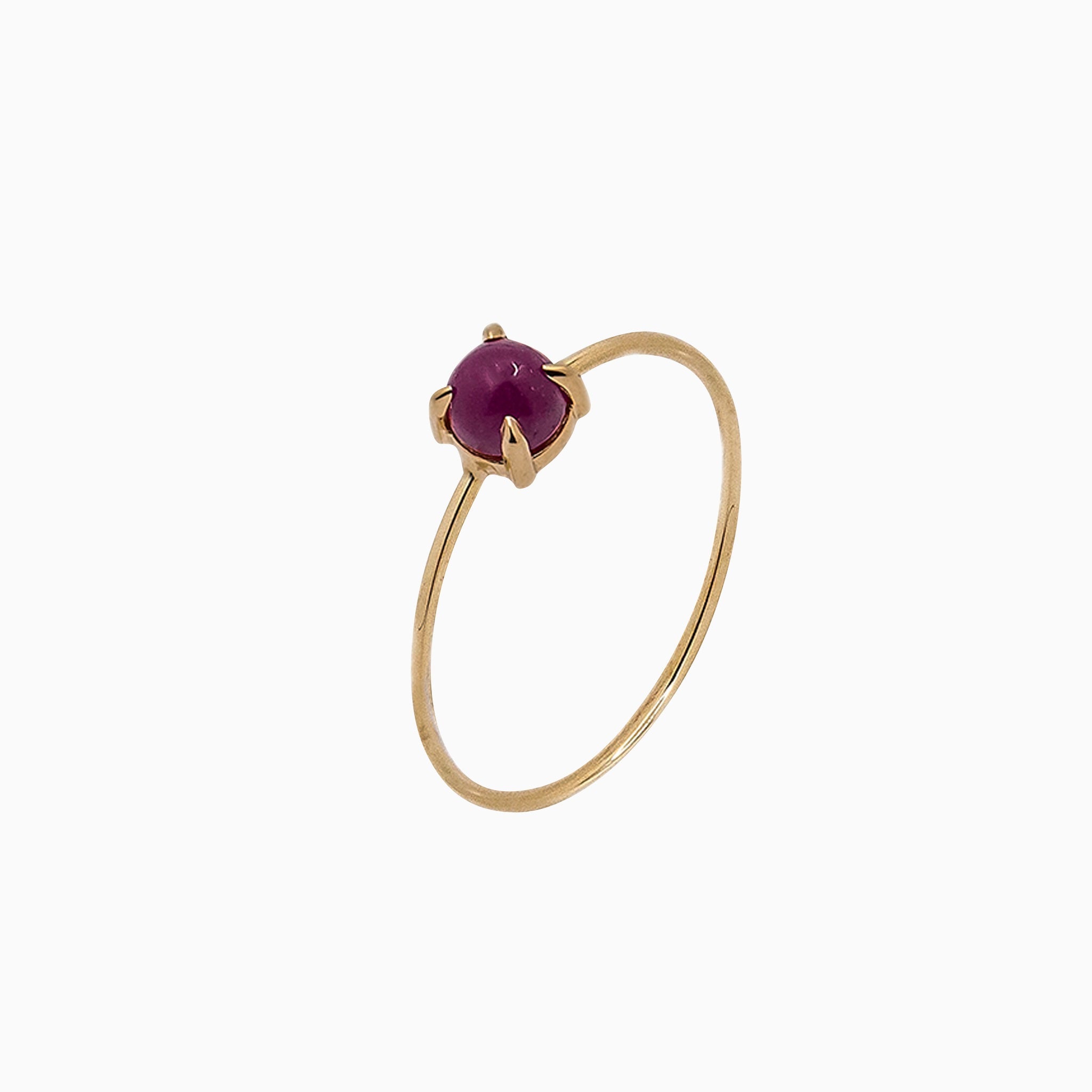 14k Gold Absolutely Effortless 4mm Ruby Microstackable Ring - Starflower Design