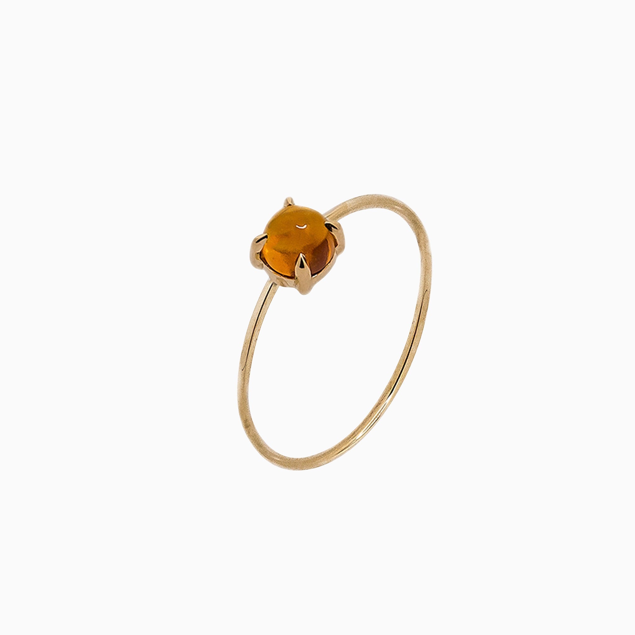 14k Gold Absolutely Effortless 4mm Sunny Citrine Microstackable Ring - Starflower Design