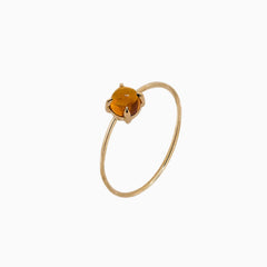 14k Gold Absolutely Effortless 4mm Sunny Citrine Microstackable Ring - Starflower Design