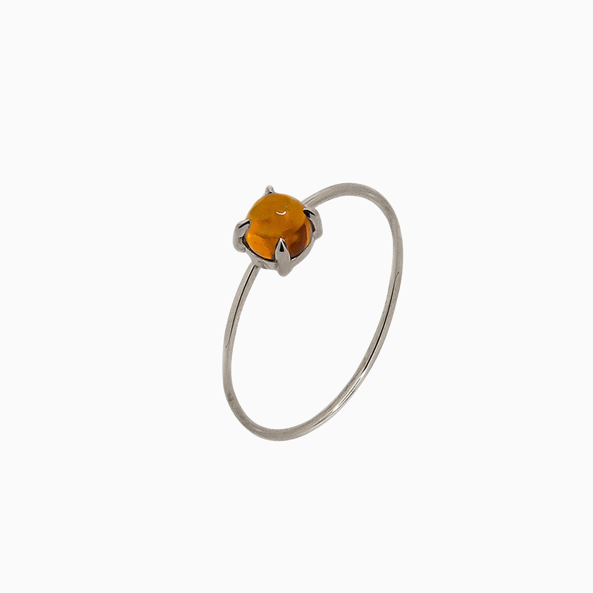 14k Gold Absolutely Effortless 4mm Sunny Citrine Microstackable Ring - Starflower Design