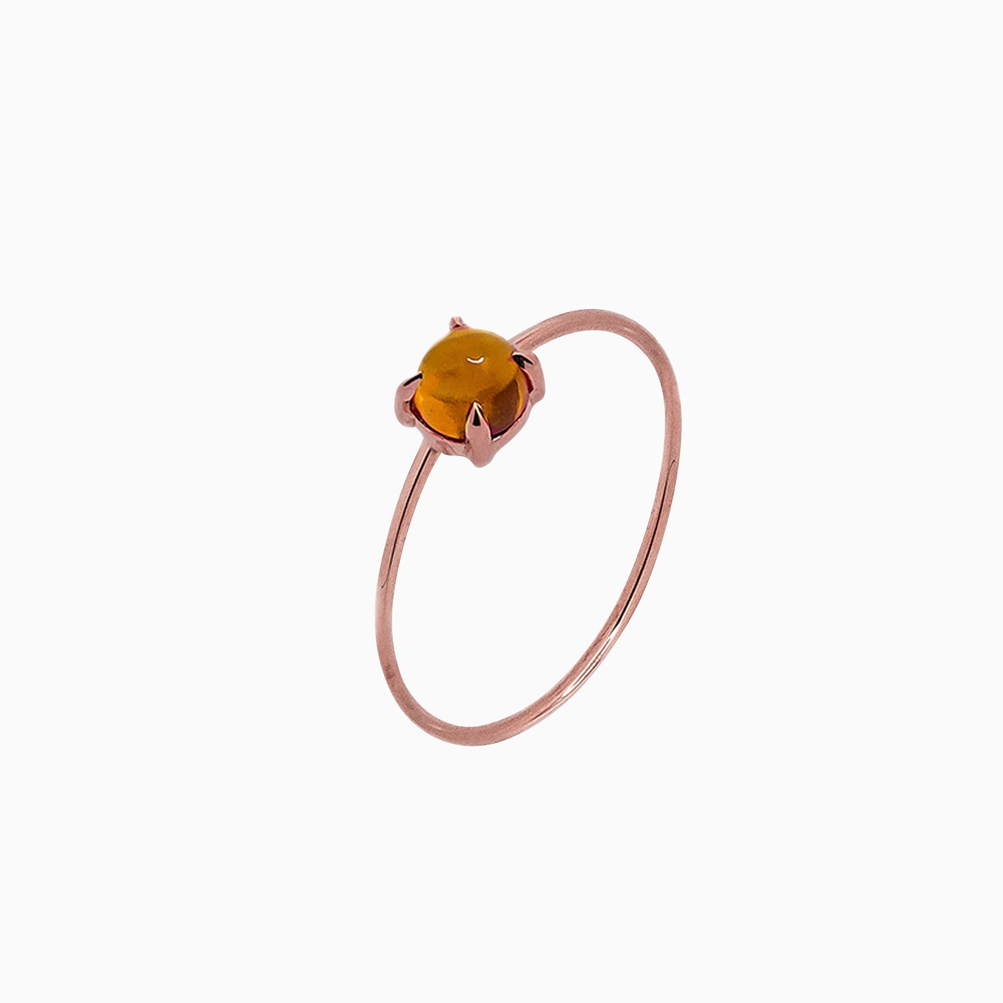 14k Gold Absolutely Effortless 4mm Sunny Citrine Microstackable Ring - Starflower Design