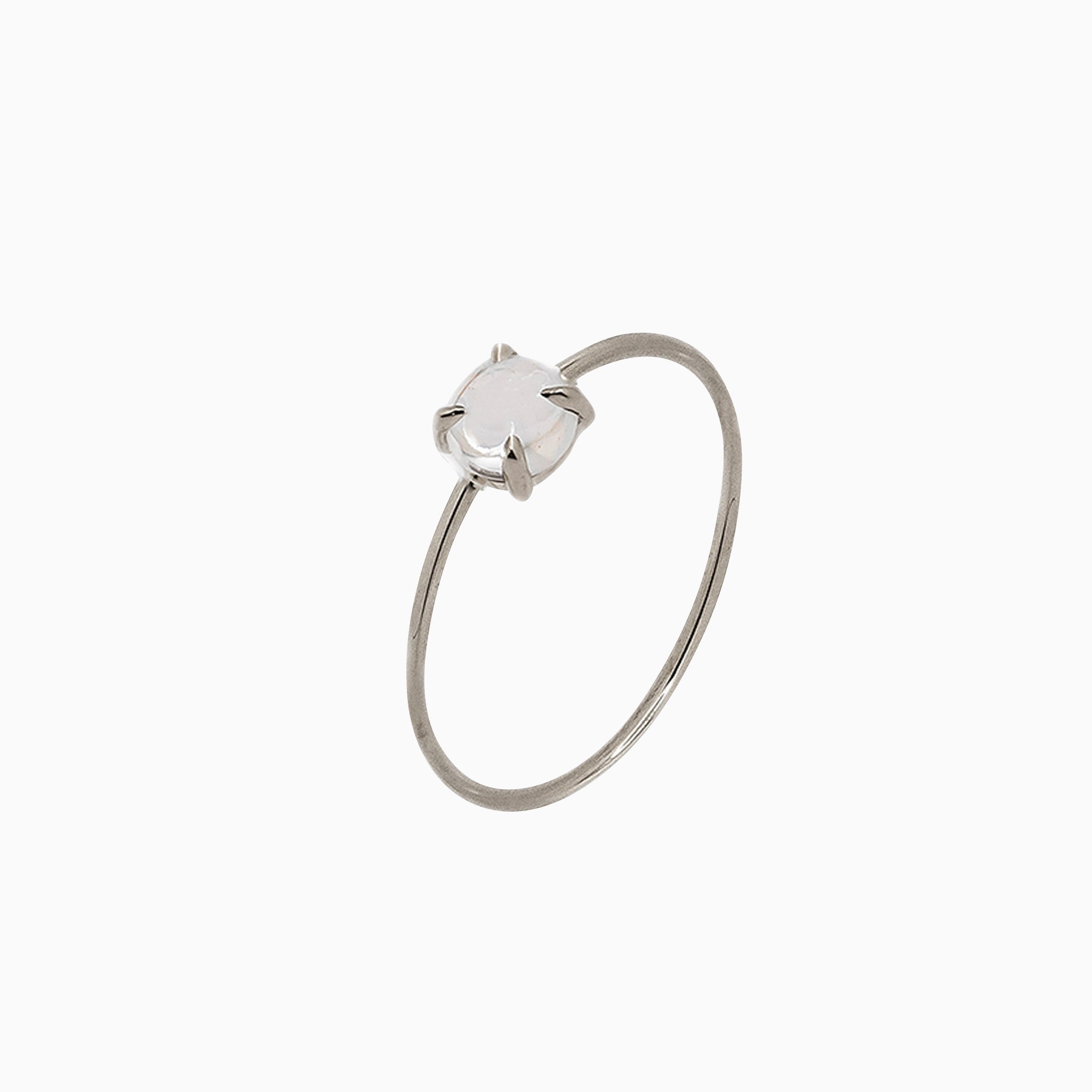 14k Gold Absolutely Effortless 4mm White Quartz Microstackable Ring - Starflower Design