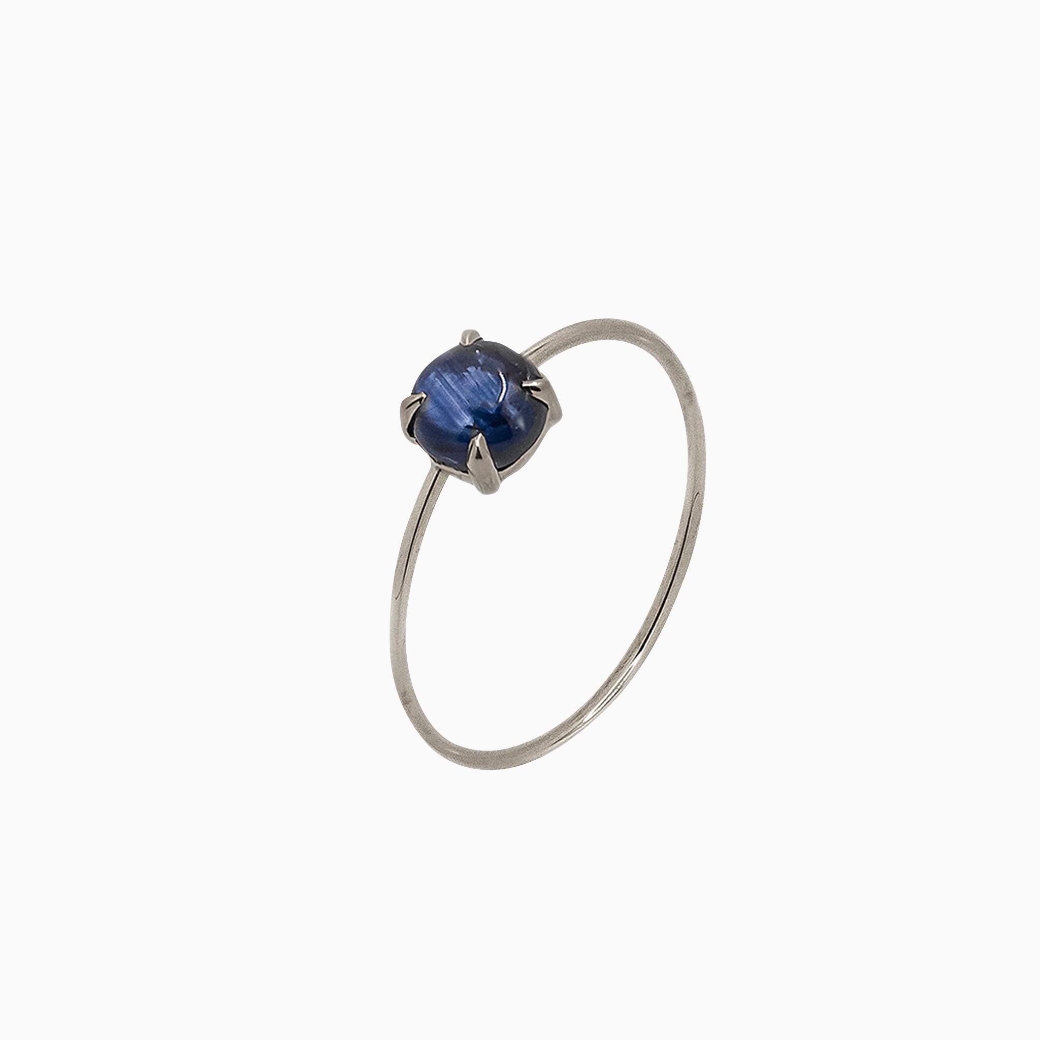 14k Gold Absolutely Effortless 5mm Blue Sapphire Microstackable Ring - Starflower Design