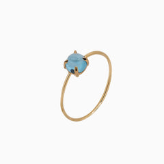 14k Gold Absolutely Effortless 5mm Cool Blue Topaz Microstackable Ring - Starflower Design
