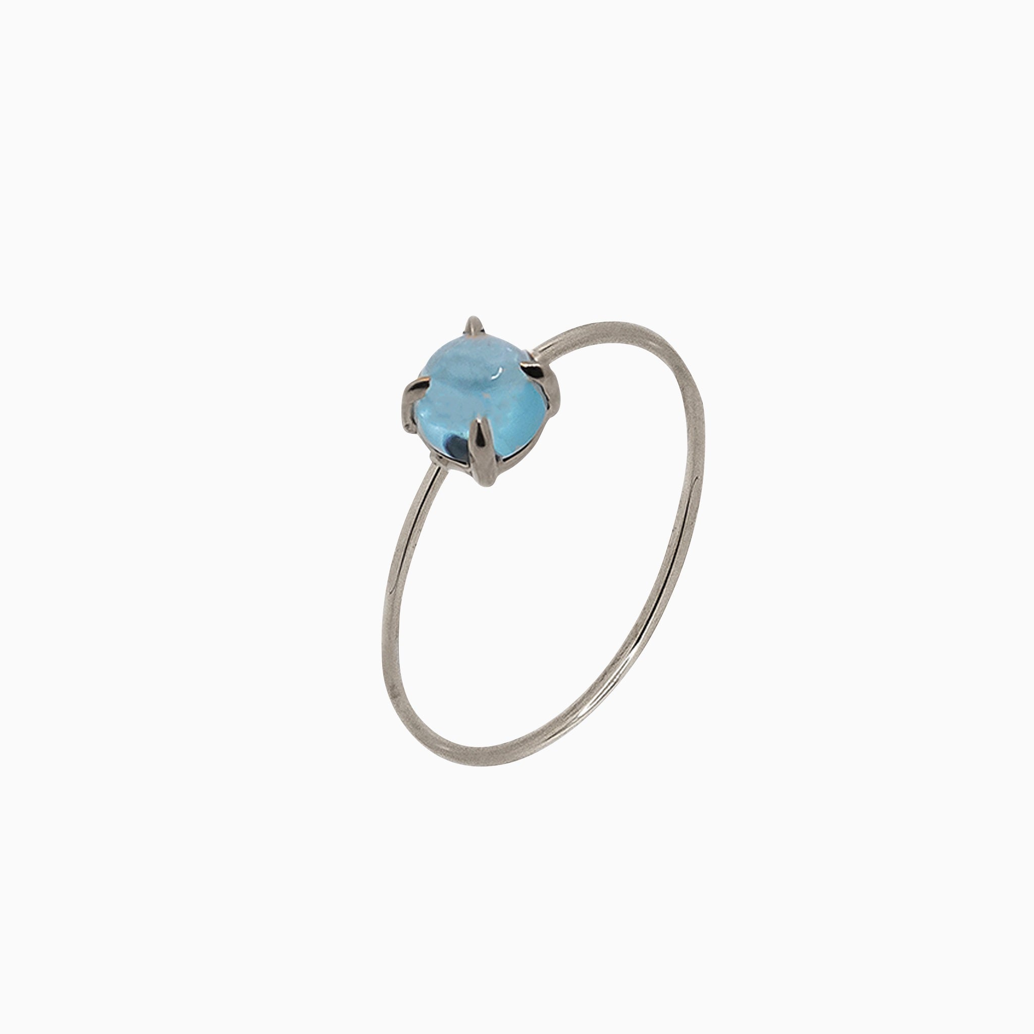 14k Gold Absolutely Effortless 5mm Cool Blue Topaz Microstackable Ring - Starflower Design