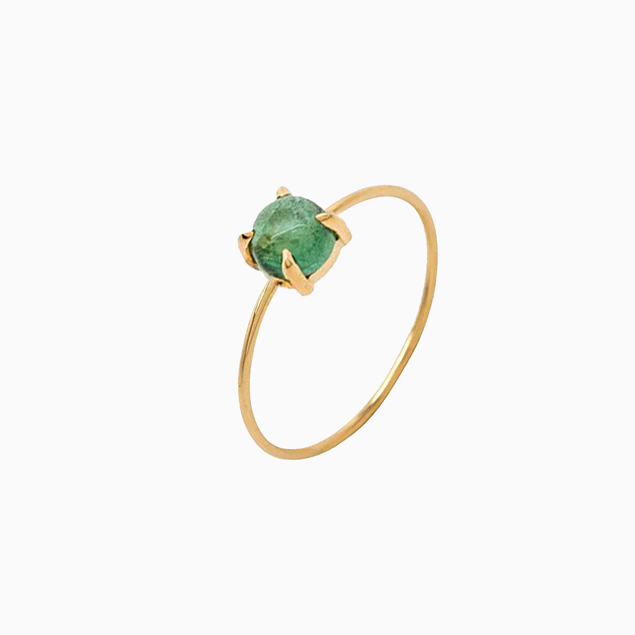 14k Gold Absolutely Effortless 5mm Earthy Green Tourmaline Microstackable Ring - Starflower Design