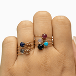 14k Gold Absolutely Effortless 5mm Enchanting Black Onyx Microstackable Ring - Starflower Design