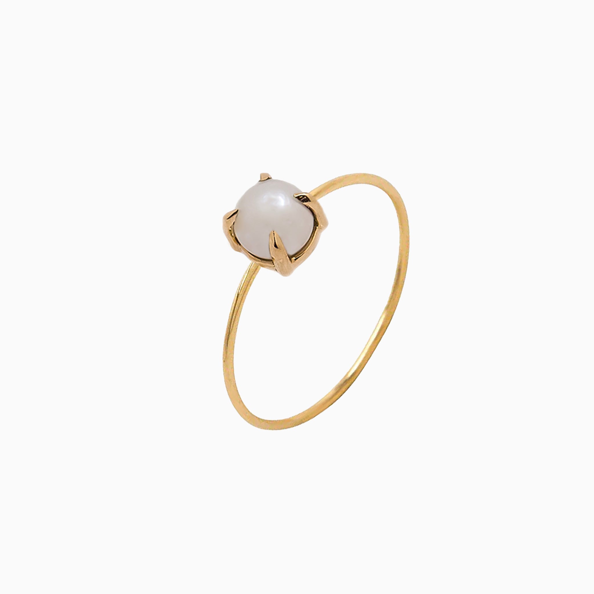 14k Gold Absolutely Effortless 5mm Freshwater Pearl Microstackable Ring - Starflower Design
