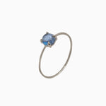 14k Gold Absolutely Effortless 5mm Icy Blue Aquamarine Microstackable Ring - Starflower Design