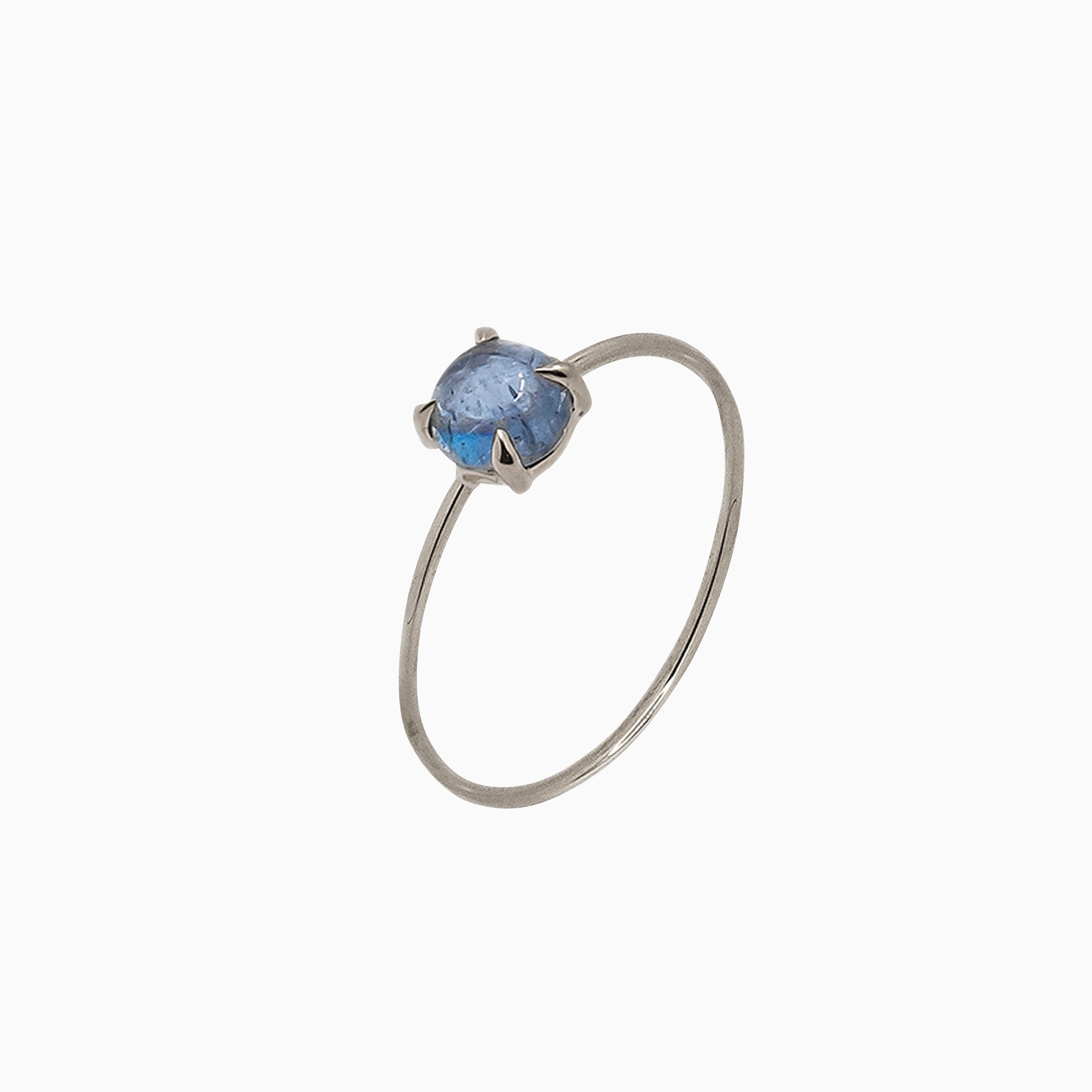 14k Gold Absolutely Effortless 5mm Icy Blue Aquamarine Microstackable Ring - Starflower Design
