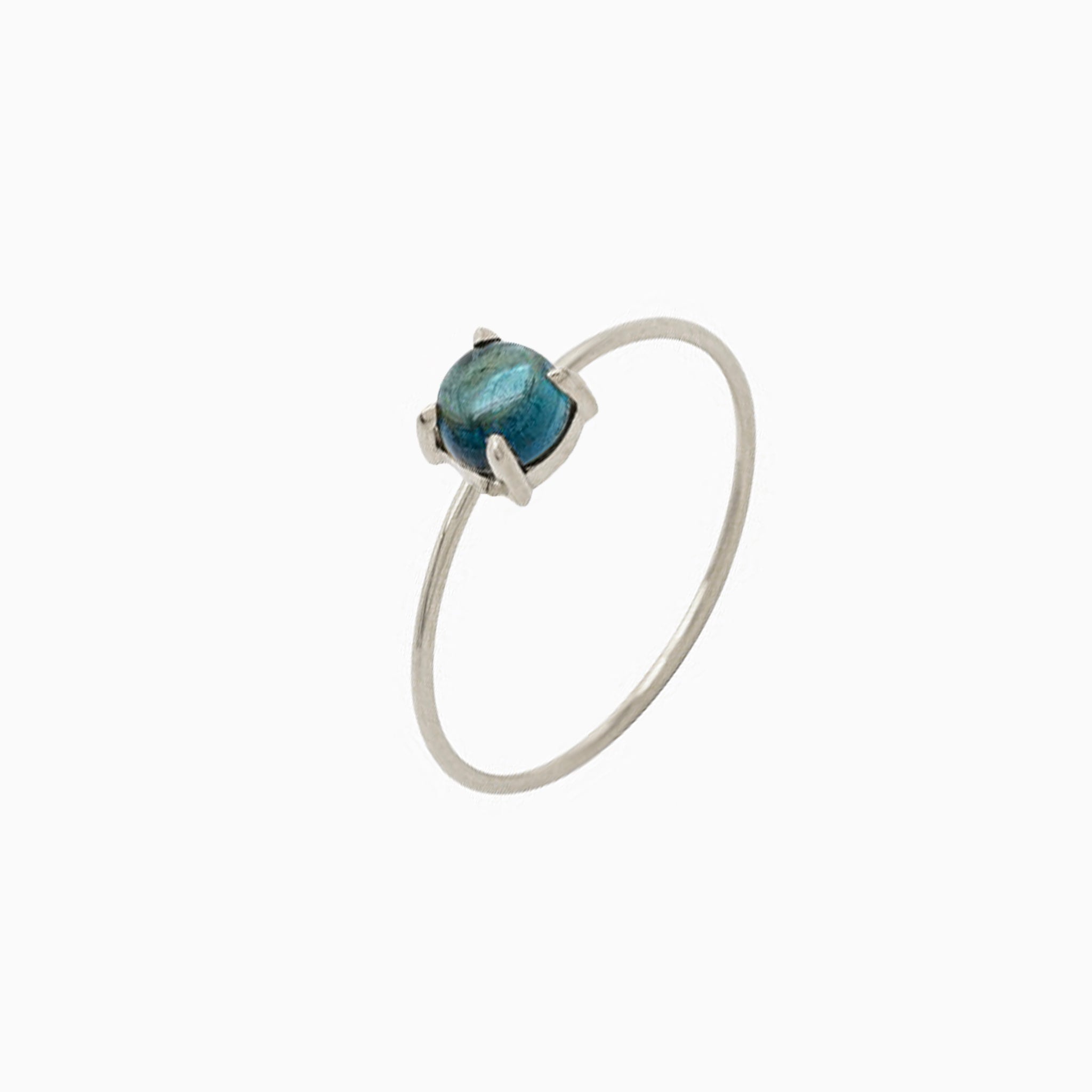 14k Gold Absolutely Effortless 5mm Indicolite Tourmaline Microstackable Ring - Starflower Design