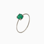14k Gold Absolutely Effortless 5mm Lucky Green Emerald Microstackable Ring - Starflower Design