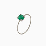 14k Gold Absolutely Effortless 5mm Lucky Green Emerald Microstackable Ring - Starflower Design