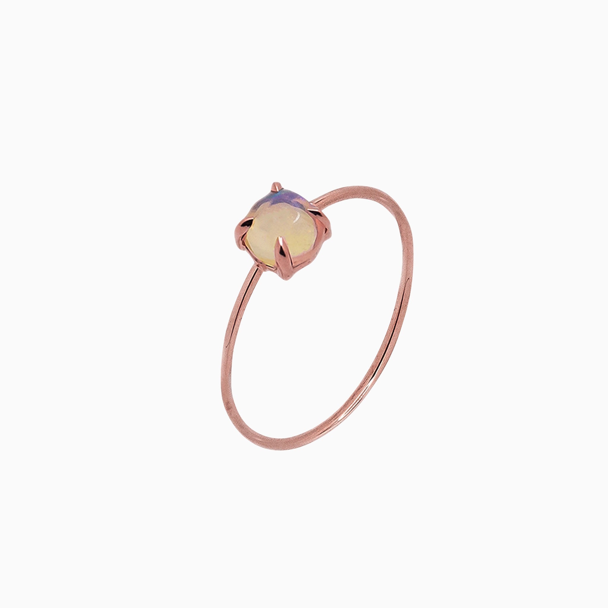 14k Gold Absolutely Effortless 5mm Mysterious Opal Microstackable Ring - Starflower Design
