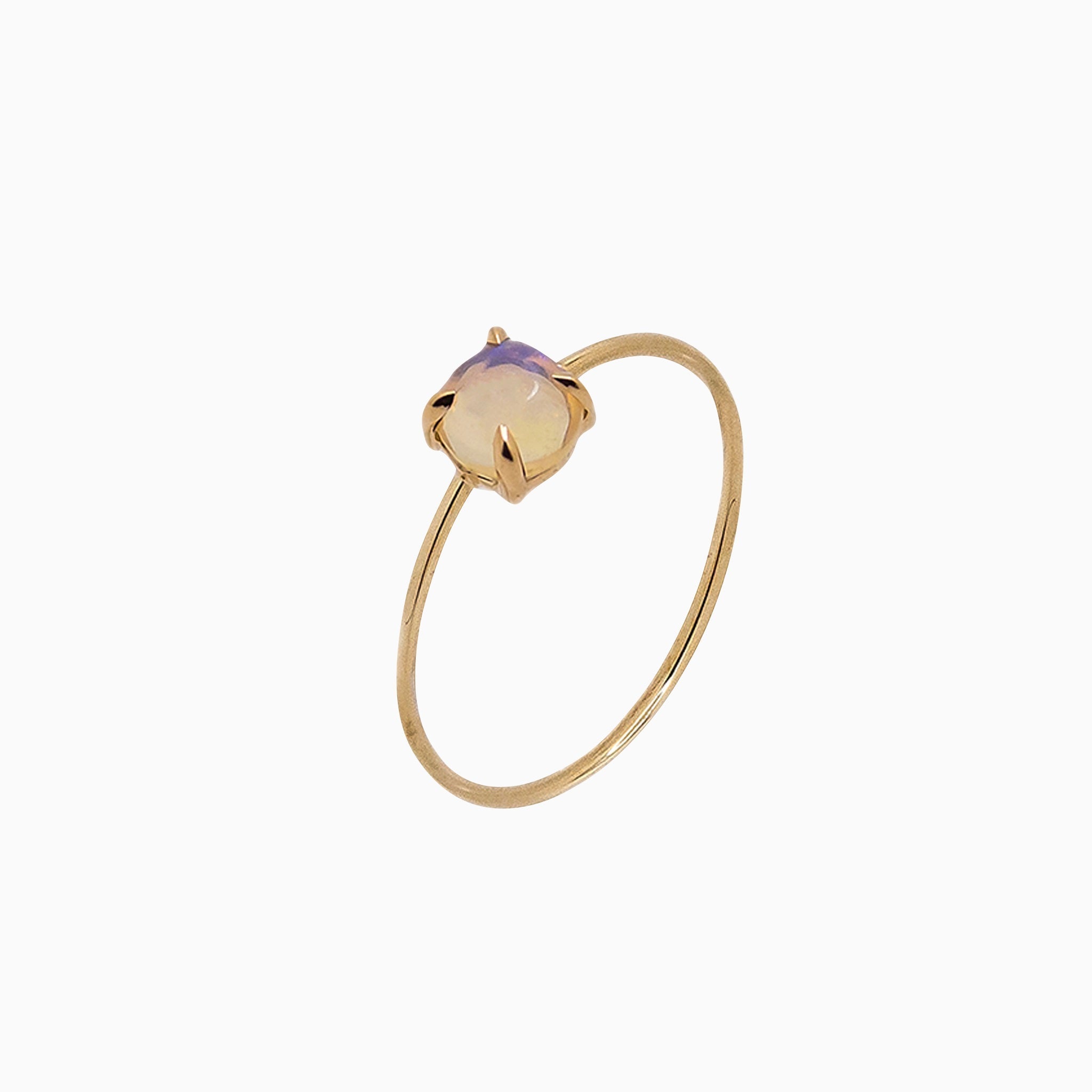 14k Gold Absolutely Effortless 5mm Mysterious Opal Microstackable Ring - Starflower Design