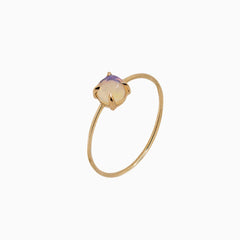 14k Gold Absolutely Effortless 5mm Mysterious Opal Microstackable Ring - Starflower Design