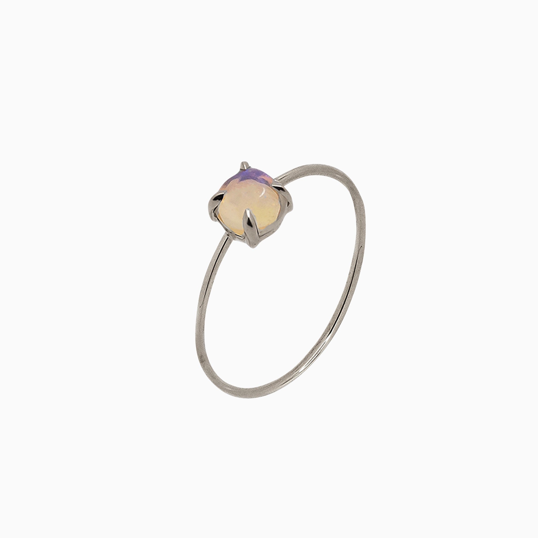 14k Gold Absolutely Effortless 5mm Mysterious Opal Microstackable Ring - Starflower Design