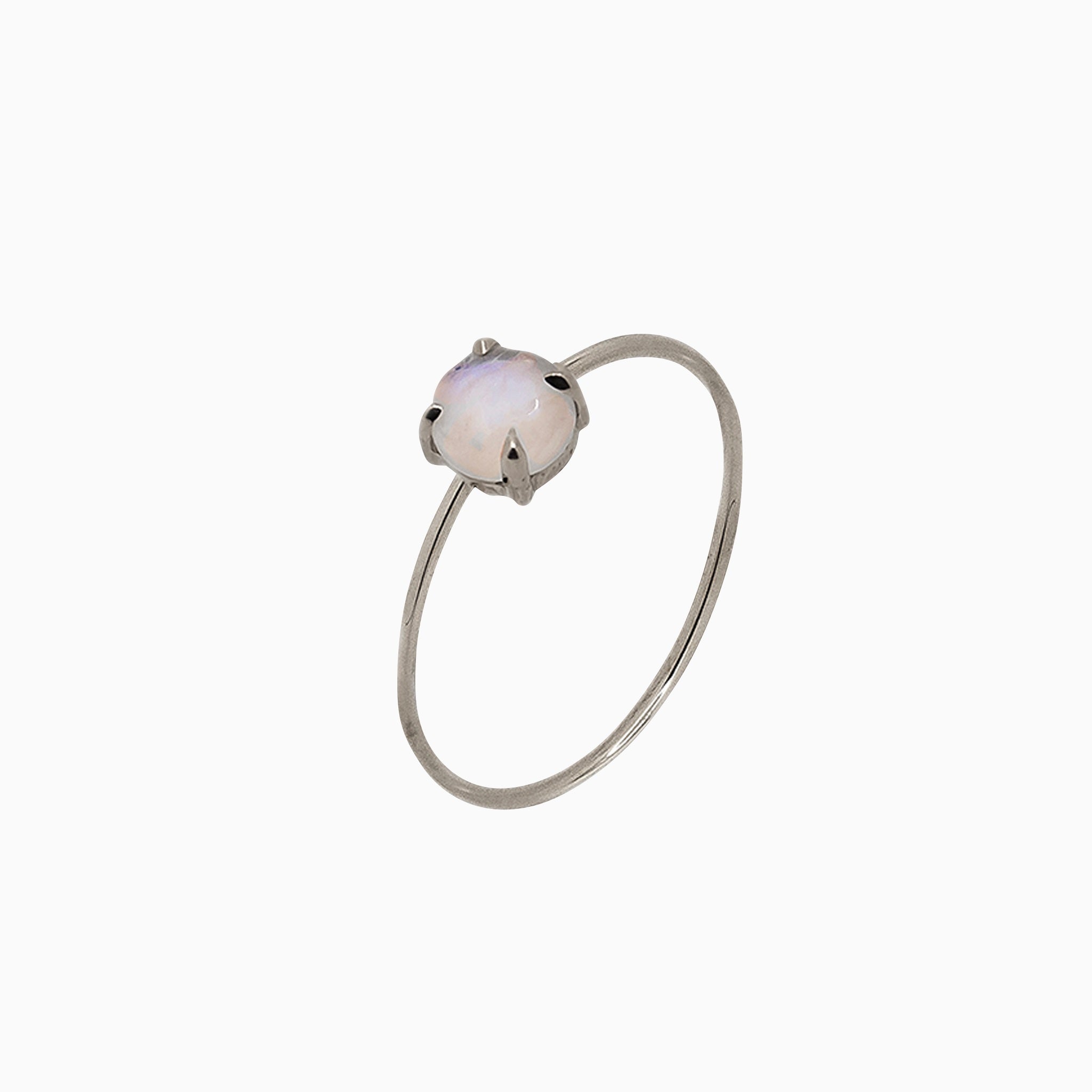 14k Gold Absolutely Effortless 5mm Mystical Moonstone Microstackable Ring - Starflower Design