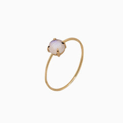 14k Gold Absolutely Effortless 5mm Mystical Moonstone Microstackable Ring - Starflower Design