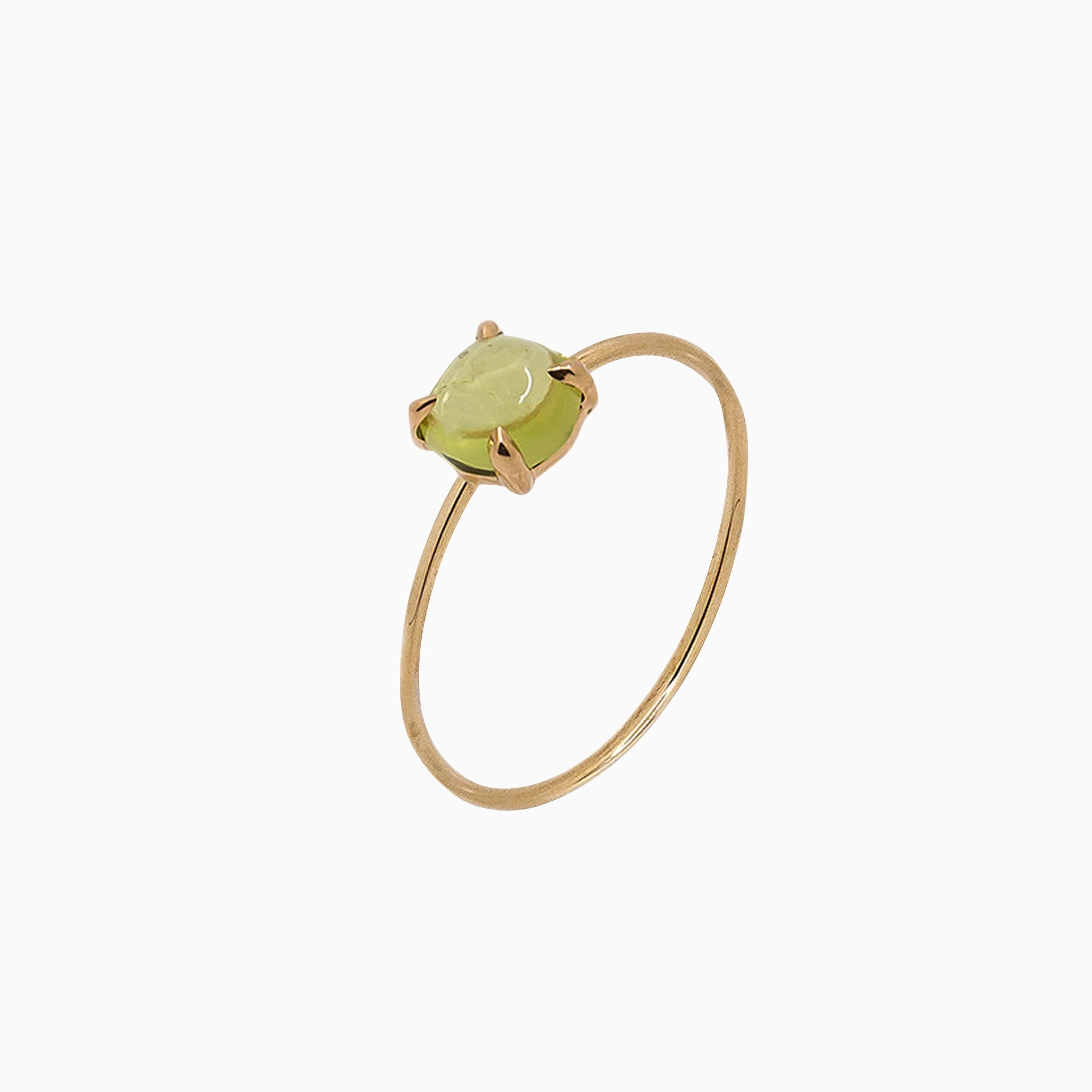 14k Gold Absolutely Effortless 5mm Plucky Peridot Microstackable Ring - Starflower Design