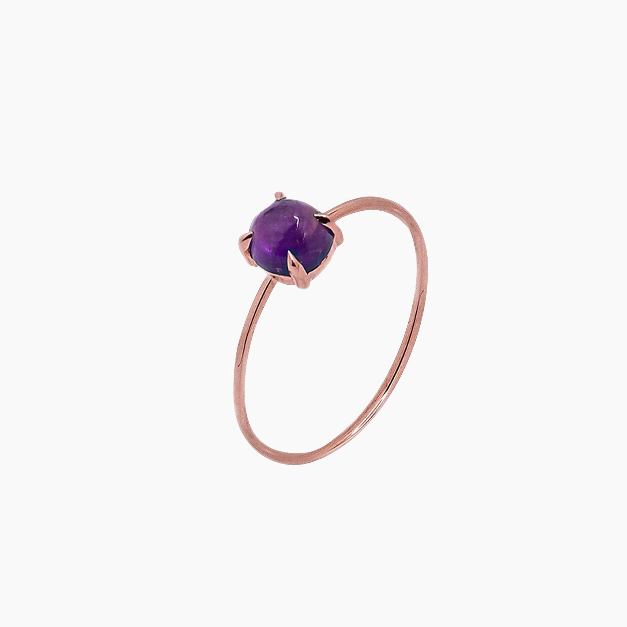 14k Gold Absolutely Effortless 5mm Purple Amethyst Microstackable Ring - Starflower Design