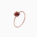 14k Gold Absolutely Effortless 5mm Red Garnet Microstackable Ring - Starflower Design