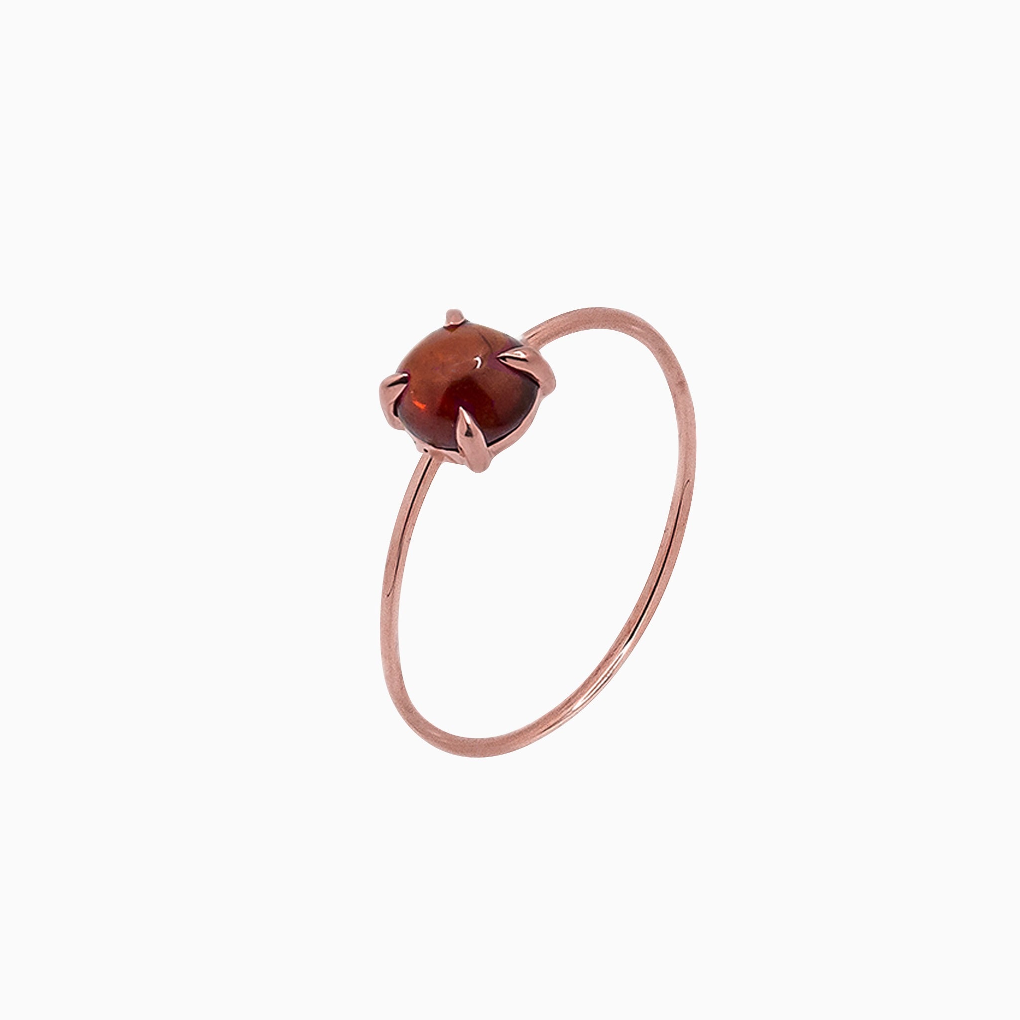 14k Gold Absolutely Effortless 5mm Red Garnet Microstackable Ring - Starflower Design
