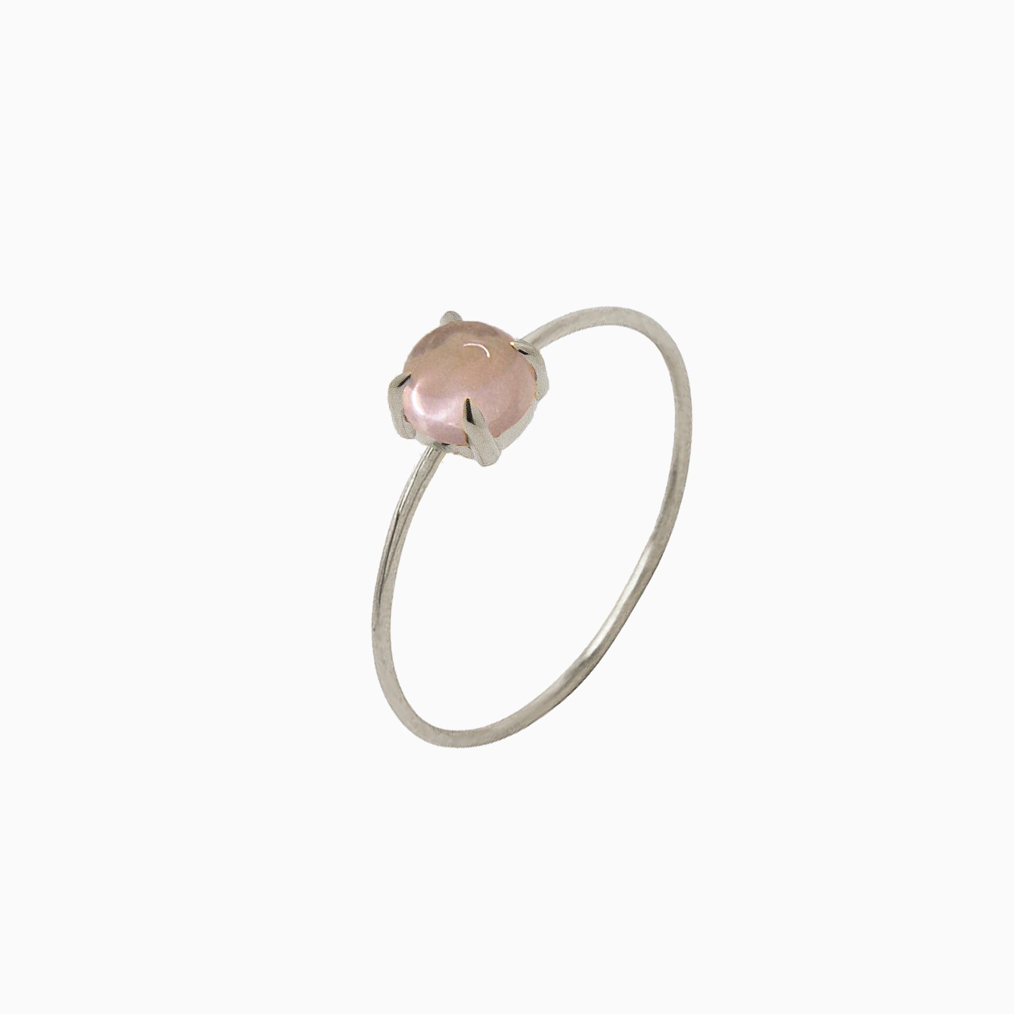 14k Gold Absolutely Effortless 5mm Rose Quartz Microstackable Ring - Starflower Design