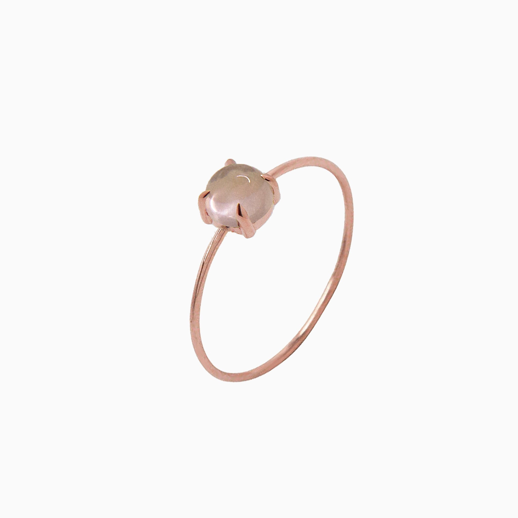 14k Gold Absolutely Effortless 5mm Rose Quartz Microstackable Ring - Starflower Design