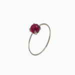 14k Gold Absolutely Effortless 5mm Ruby Microstackable Ring - Starflower Design